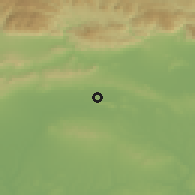 Shaded relief of the 52 km around Kon'ovo, drawn from the GMTED2010 grid