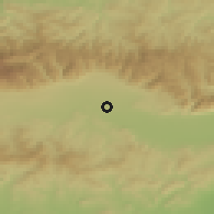 Shaded relief of the 52 km around Koprinka, drawn from the GMTED2010 grid
