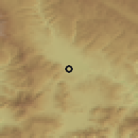 Shaded relief of the 53 km around Koprivlen, drawn from the GMTED2010 grid