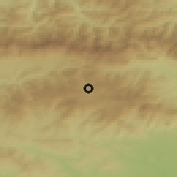 Shaded relief of the 52 km around Koprivshtitsa, drawn from the GMTED2010 grid