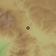 Shaded relief of the 53 km around Kornitsa, drawn from the GMTED2010 grid