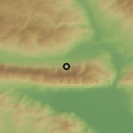 Shaded relief of the 53 km around Belasitsa, drawn from the GMTED2010 grid