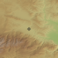 Shaded relief of the 52 km around Kostenets, drawn from the GMTED2010 grid