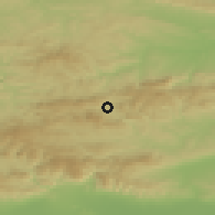 Shaded relief of the 52 km around Kotel, drawn from the GMTED2010 grid