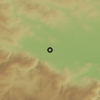 Shaded relief of the 53 km around Kovachevo, drawn from the GMTED2010 grid