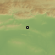 Shaded relief of the 52 km around Kovachite, drawn from the GMTED2010 grid