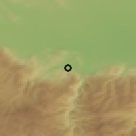 Shaded relief of the 53 km around Kozarsko, drawn from the GMTED2010 grid