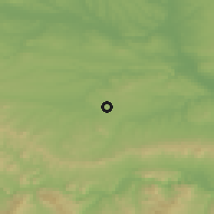 Shaded relief of the 53 km around Krivo Pole, drawn from the GMTED2010 grid