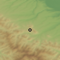 Shaded relief of the 52 km around Belogradchik, drawn from the GMTED2010 grid