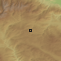 Shaded relief of the 53 km around Krystava, drawn from the GMTED2010 grid