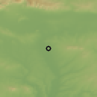 Shaded relief of the 52 km around Kukorevo, drawn from the GMTED2010 grid