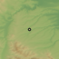 Shaded relief of the 52 km around Kula, drawn from the GMTED2010 grid