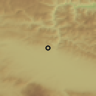 Shaded relief of the 52 km around Kytina, drawn from the GMTED2010 grid