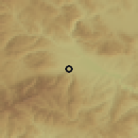 Shaded relief of the 53 km around Kyustendil, drawn from the GMTED2010 grid