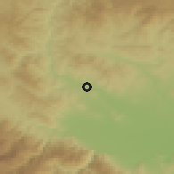 Shaded relief of the 52 km around Lesichovo, drawn from the GMTED2010 grid