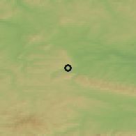 Shaded relief of the 52 km around Lilyak, drawn from the GMTED2010 grid