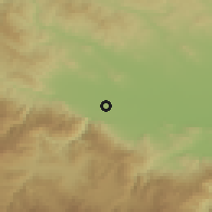 Shaded relief of the 53 km around Lozen, drawn from the GMTED2010 grid