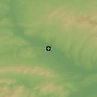 Shaded relief of the 53 km around Lyubimets, drawn from the GMTED2010 grid