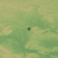 Shaded relief of the 52 km around Madara, drawn from the GMTED2010 grid