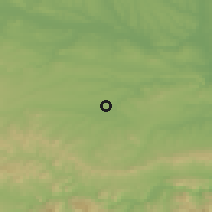 Shaded relief of the 53 km around Malevo, drawn from the GMTED2010 grid