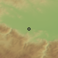 Shaded relief of the 53 km around Aleko Konstantinovo, drawn from the GMTED2010 grid