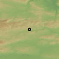 Shaded relief of the 52 km around Manolich, drawn from the GMTED2010 grid