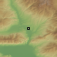 Shaded relief of the 53 km around Marikostinovo, drawn from the GMTED2010 grid