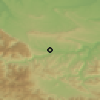 Shaded relief of the 52 km around Mezdra, drawn from the GMTED2010 grid