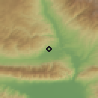 Shaded relief of the 53 km around Mikhnevo, drawn from the GMTED2010 grid