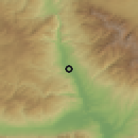Shaded relief of the 53 km around Mikrevo, drawn from the GMTED2010 grid