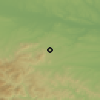 Shaded relief of the 53 km around Mineralni Bani, drawn from the GMTED2010 grid