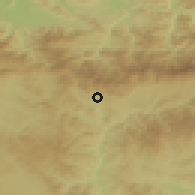 Shaded relief of the 52 km around Mirkovo, drawn from the GMTED2010 grid