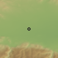 Shaded relief of the 53 km around Benkovski, drawn from the GMTED2010 grid