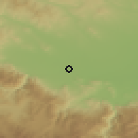 Shaded relief of the 53 km around Mokrishte, drawn from the GMTED2010 grid