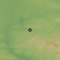 Shaded relief of the 53 km around Mydrets, drawn from the GMTED2010 grid