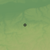 Shaded relief of the 52 km around Mydrevo, drawn from the GMTED2010 grid