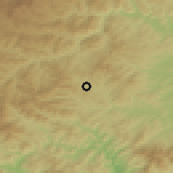 Shaded relief of the 53 km around Nedelino, drawn from the GMTED2010 grid