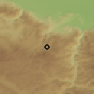 Shaded relief of the 53 km around Nova Makhala, drawn from the GMTED2010 grid
