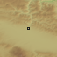 Shaded relief of the 52 km around Novi Iskyr, drawn from the GMTED2010 grid
