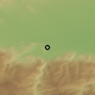 Shaded relief of the 53 km around Novo Selo, drawn from the GMTED2010 grid