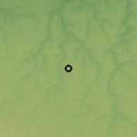 Shaded relief of the 52 km around Bezmer, drawn from the GMTED2010 grid