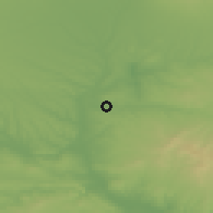 Shaded relief of the 53 km around Obruchishte, drawn from the GMTED2010 grid