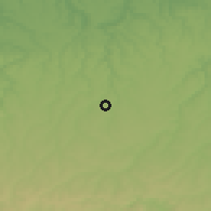 Shaded relief of the 52 km around Okorsh, drawn from the GMTED2010 grid