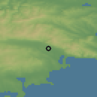 Shaded relief of the 52 km around Orizare, drawn from the GMTED2010 grid