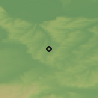 Shaded relief of the 52 km around Ovcha Mogila, drawn from the GMTED2010 grid