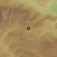 Shaded relief of the 53 km around Pashovi, drawn from the GMTED2010 grid