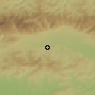 Shaded relief of the 52 km around Pavel Banya, drawn from the GMTED2010 grid