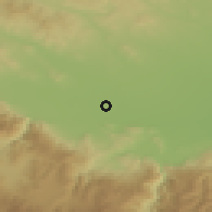 Shaded relief of the 53 km around Pazardzhik, drawn from the GMTED2010 grid