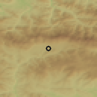 Shaded relief of the 52 km around Pirdop, drawn from the GMTED2010 grid