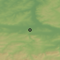 Shaded relief of the 52 km around Polikrayshte, drawn from the GMTED2010 grid